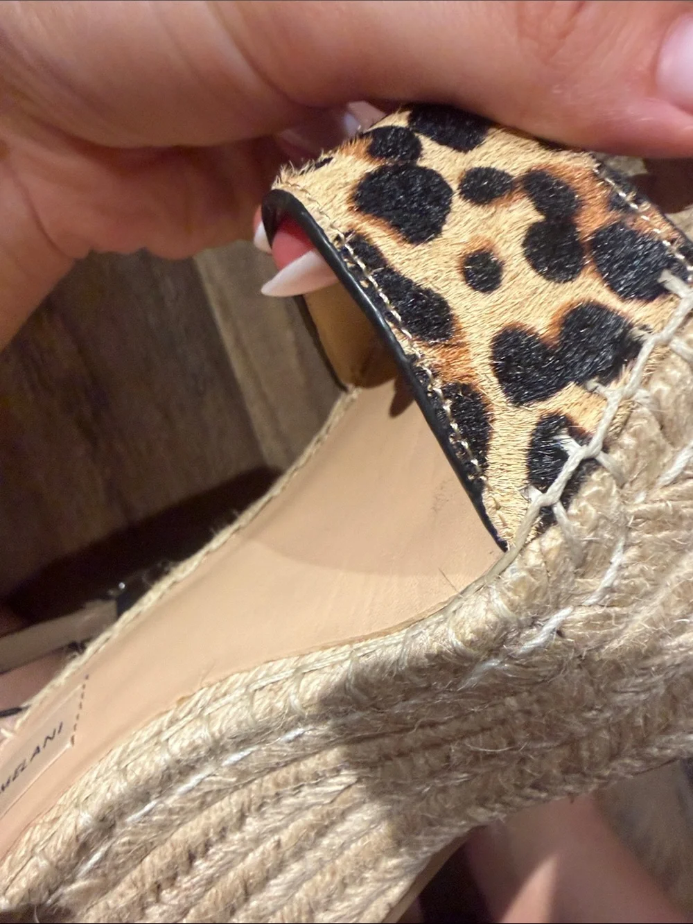 ANTONIO MELANI Leopard Print Espadrille Slingbacks - Beige & Black